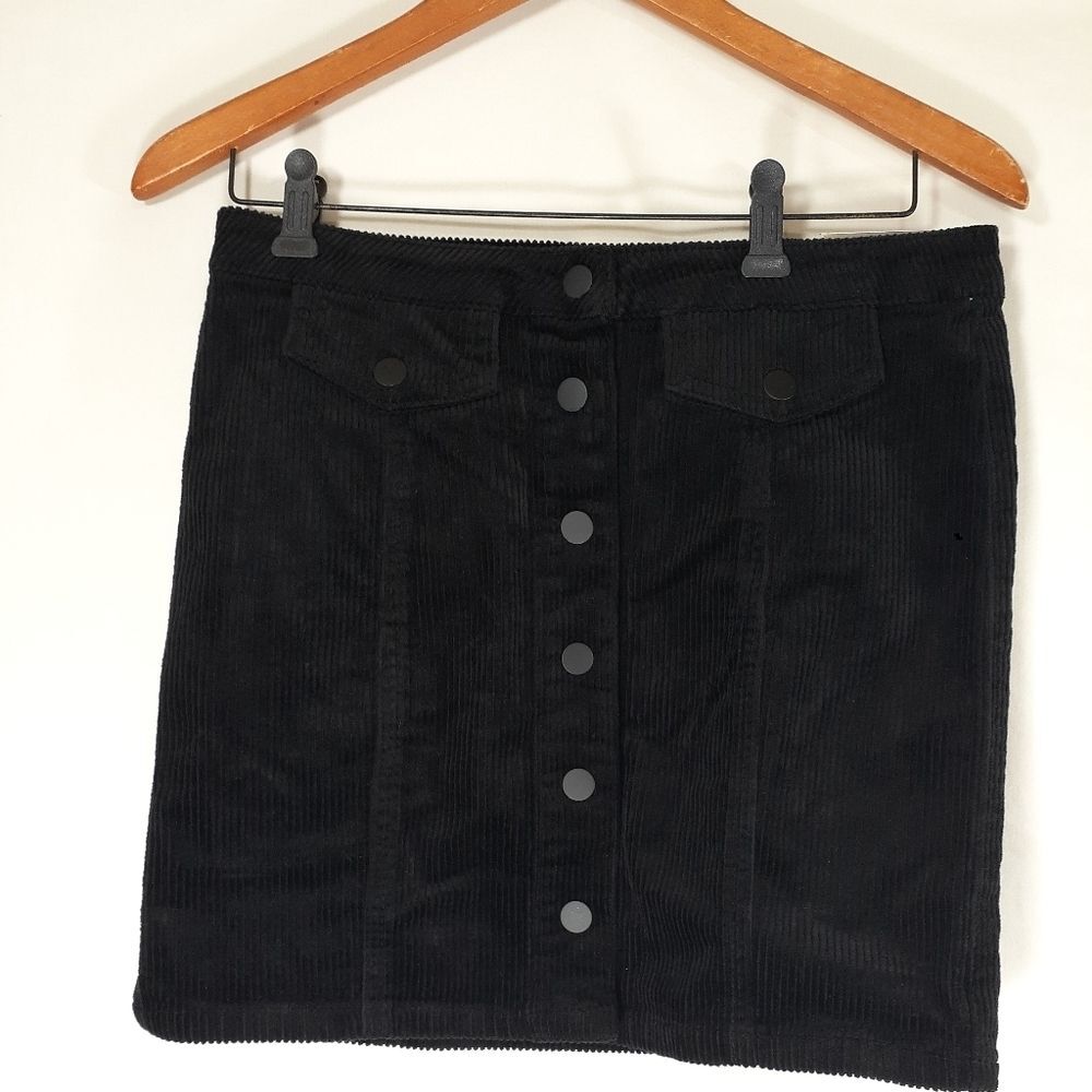 BLUE SPICE High Waist black CORDUROY SKIRT Size 7
